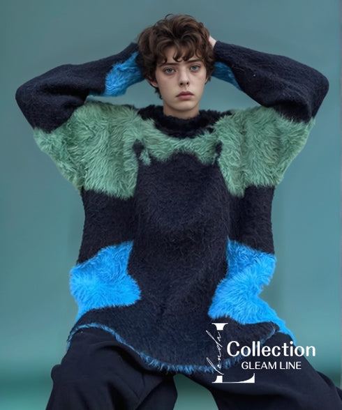Color-matching shaggy sweater
